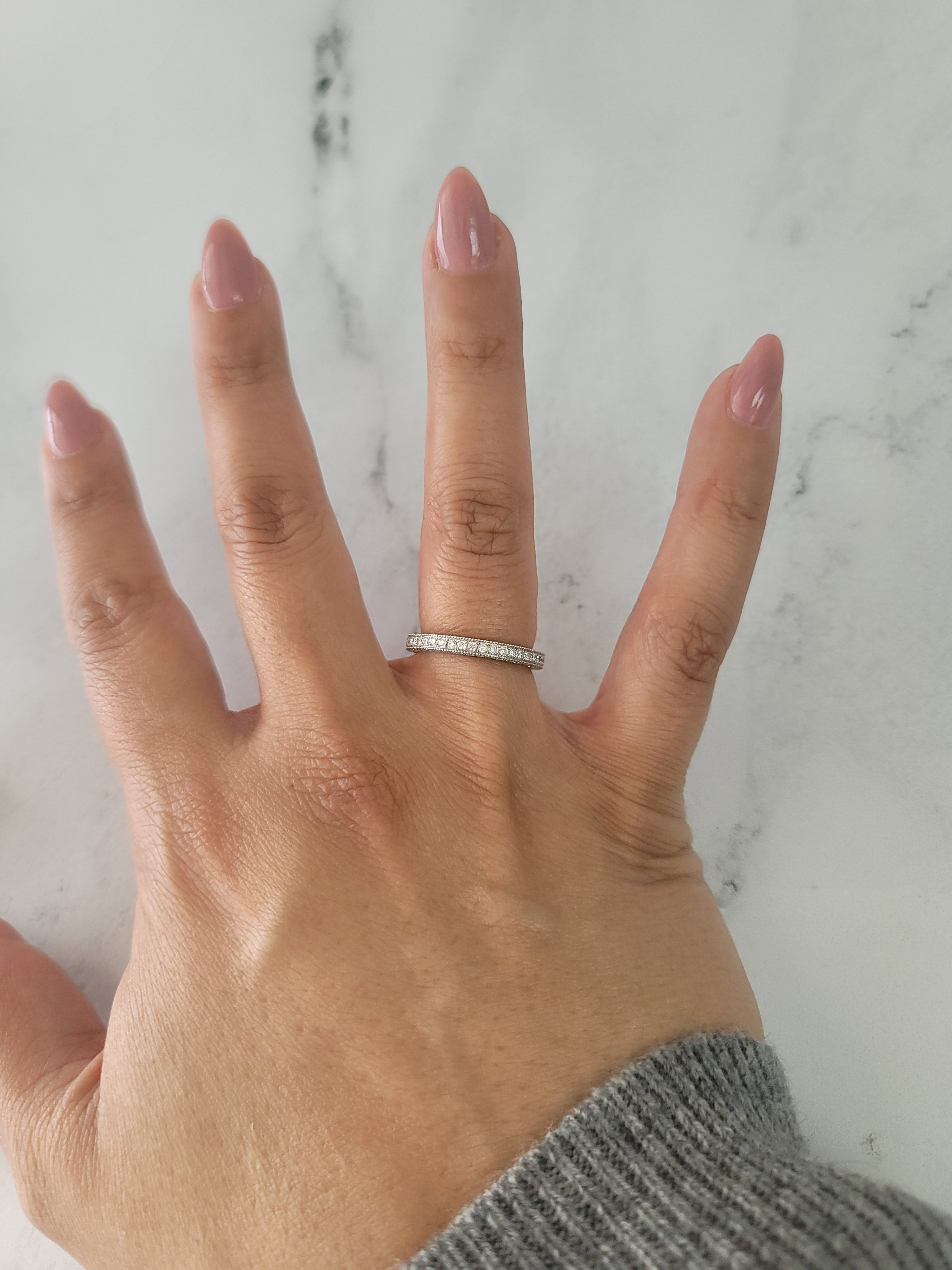 1 Carat Diamond Pave Wedding Band in 18k White Gold - Elegant Bead Set Bridal Ring for Women, Perfect for Engagement, Anniversary & Special Occasions