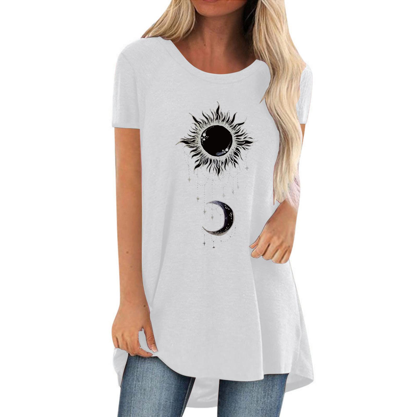 HRAPDA Women's Casual Summer Tops - Trendy Short Sleeve Blouse for Outings & Daily Wear