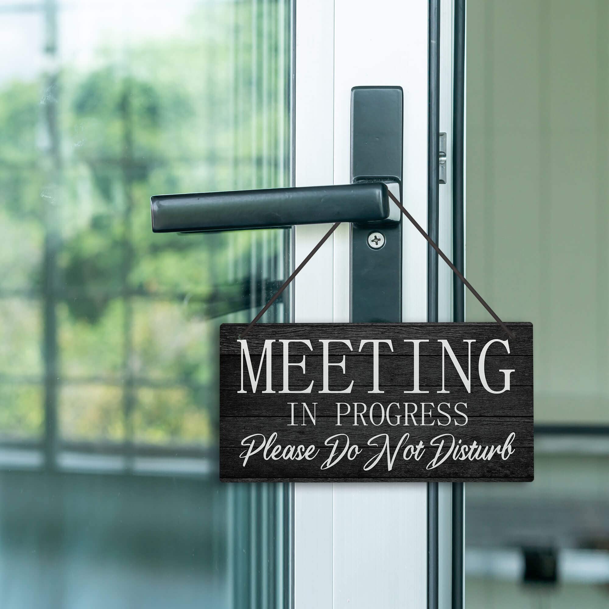 Reversible 'Meeting in Progress' Door Sign - 10x5in PVC for Office & Business