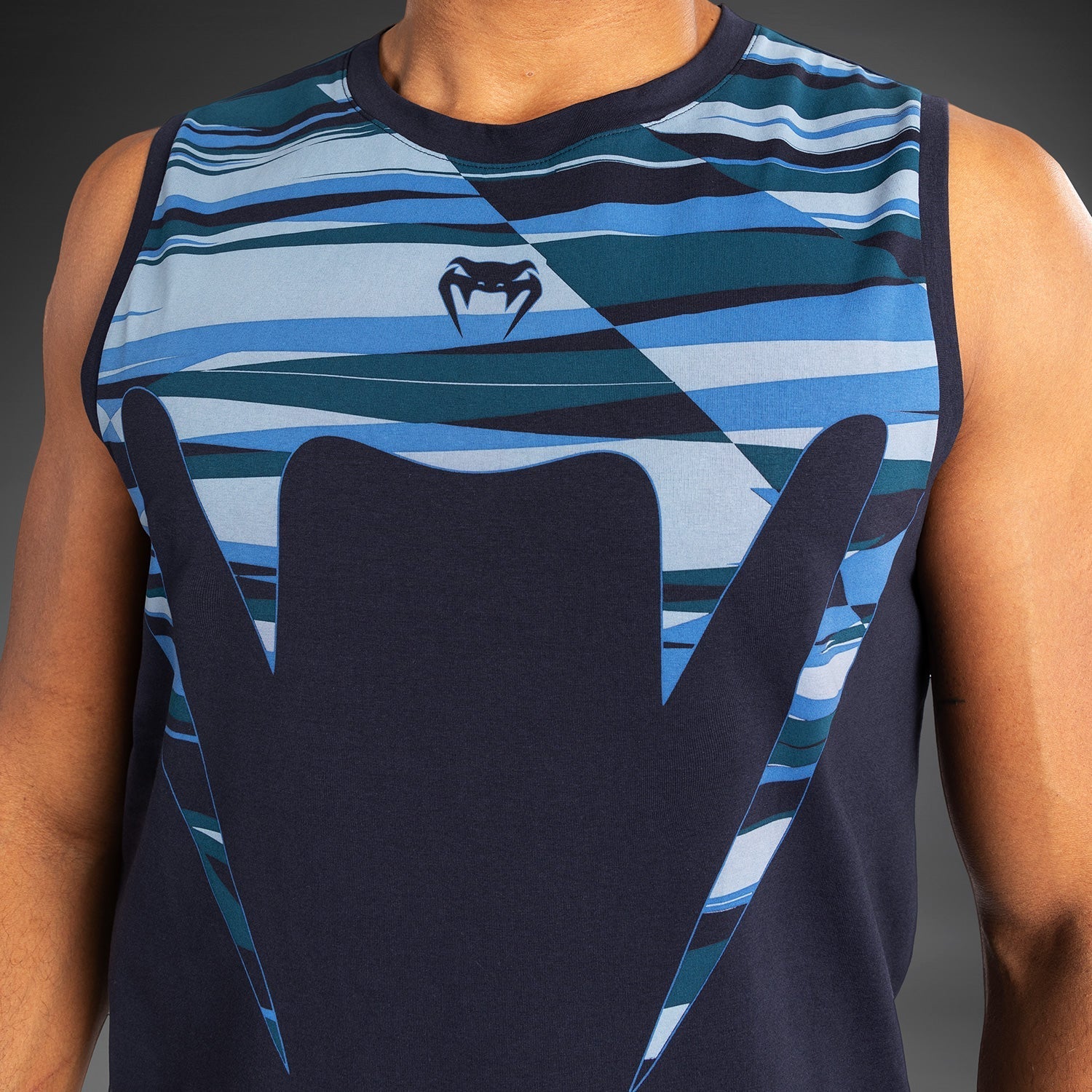 Venum Rapid Men's Workout Tank Top - Snake Head Design, Shadow Blue - Gym, MMA & Training Apparel for Active Lifestyles