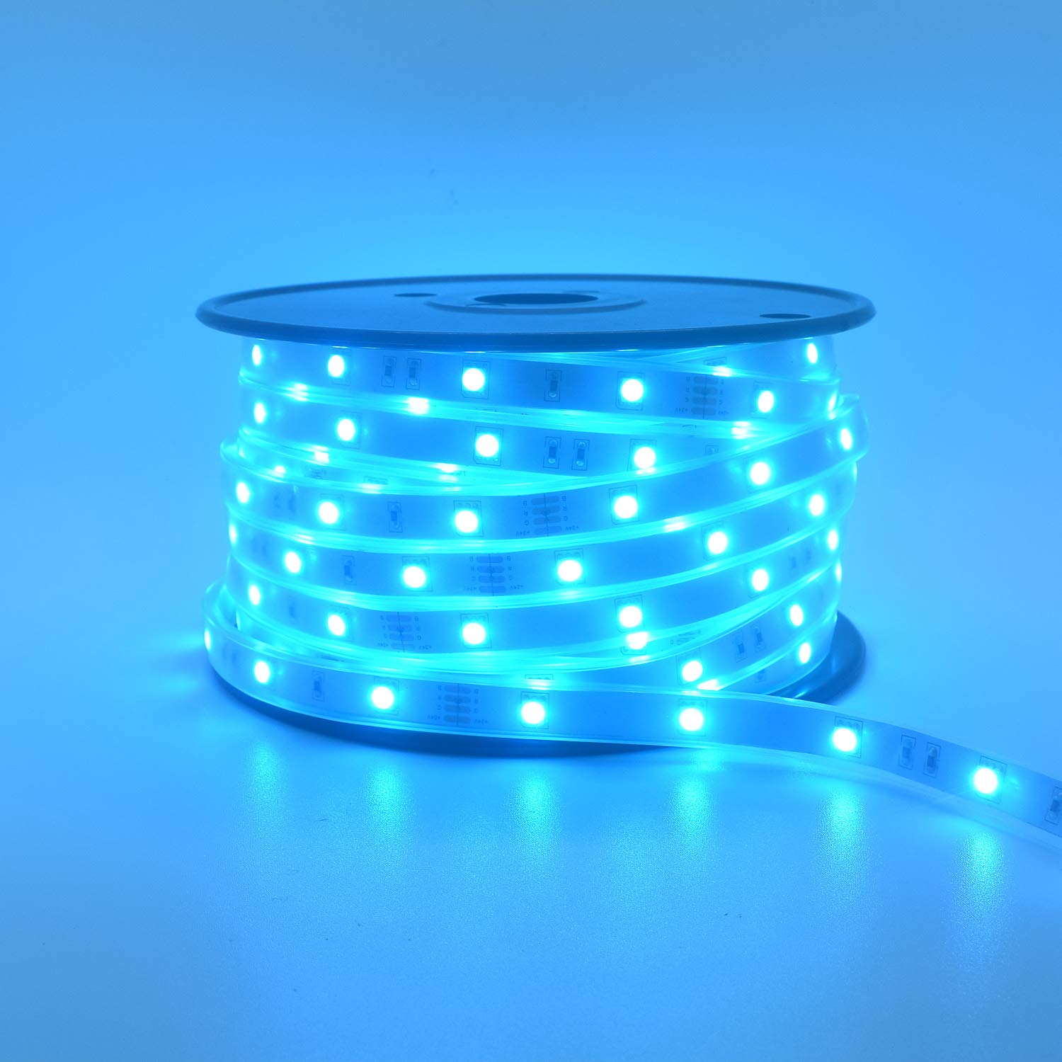 100ft Waterproof 24V LED RGB Strip Lights with Smart WiFi App Control - Works with Alexa, Music Sync - Indoor & Outdoor Use for Cabinets, Crown Molding, Patio, Rooftop Railings - Create Ambient Lighting for Home Decor & Parties