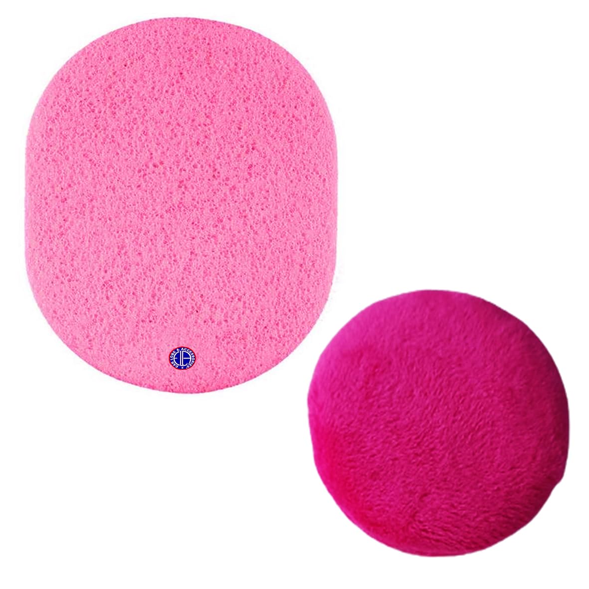 Ear Lobe & Face Sponge Combo Pack - 1 Powder Puff Sponge for Dry/Wet Use + 1 Premium Face Sponge | Makeup Blending & Skin Care Essentials for Daily Beauty Routine