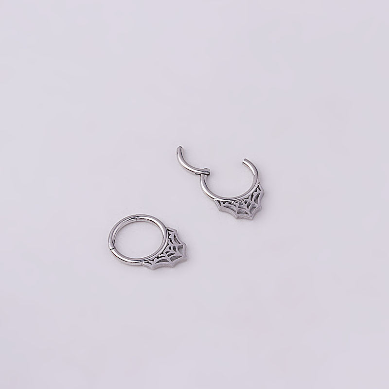 16G Spider Web Septum Ring - Indian Nose Ring for Women & Men | HSPJ693 | Gothic Jewelry for Body Piercing & Festival Fashion