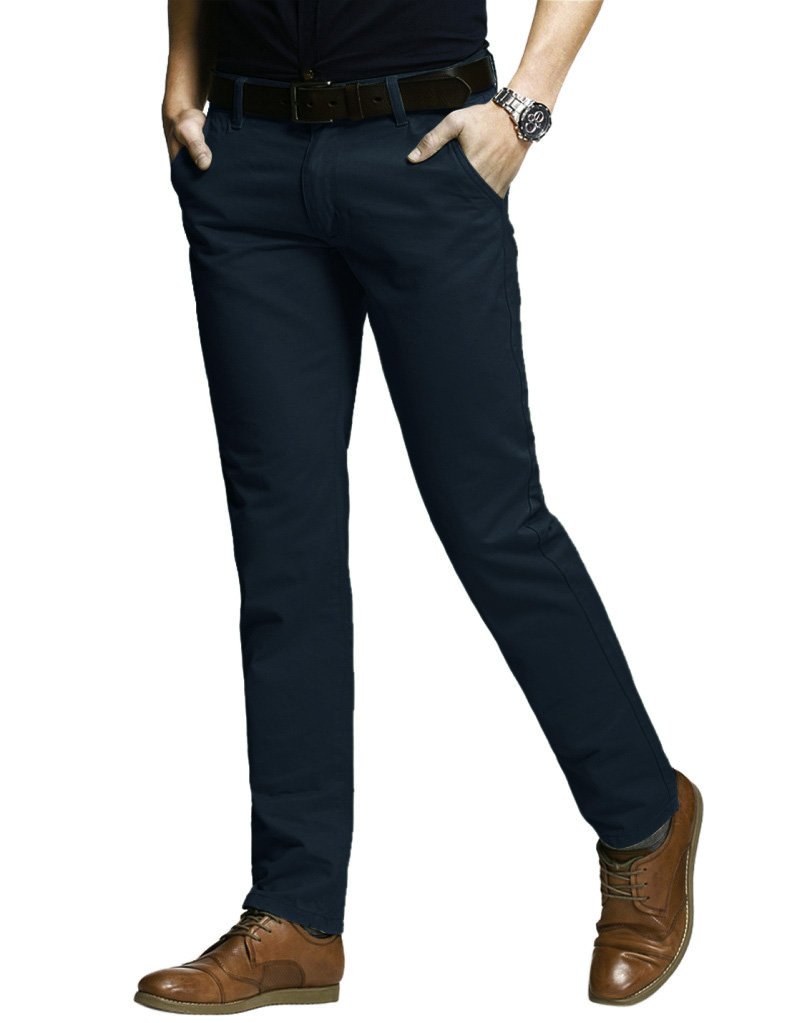 Men's Slim Fit Stretch Tapered Casual Pants - Comfortable Office & Travel Chinos for Business & Leisure Wear