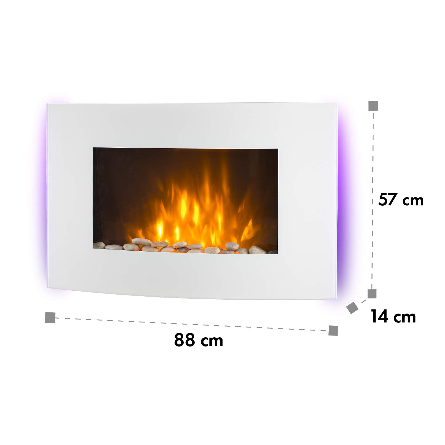 Klarstein Lausanne Vertical/Horizontal Electric Wall Fireplace with Realistic LED Flame Simulation - Ultra Quiet Operation for Bedroom, Living Room & Office