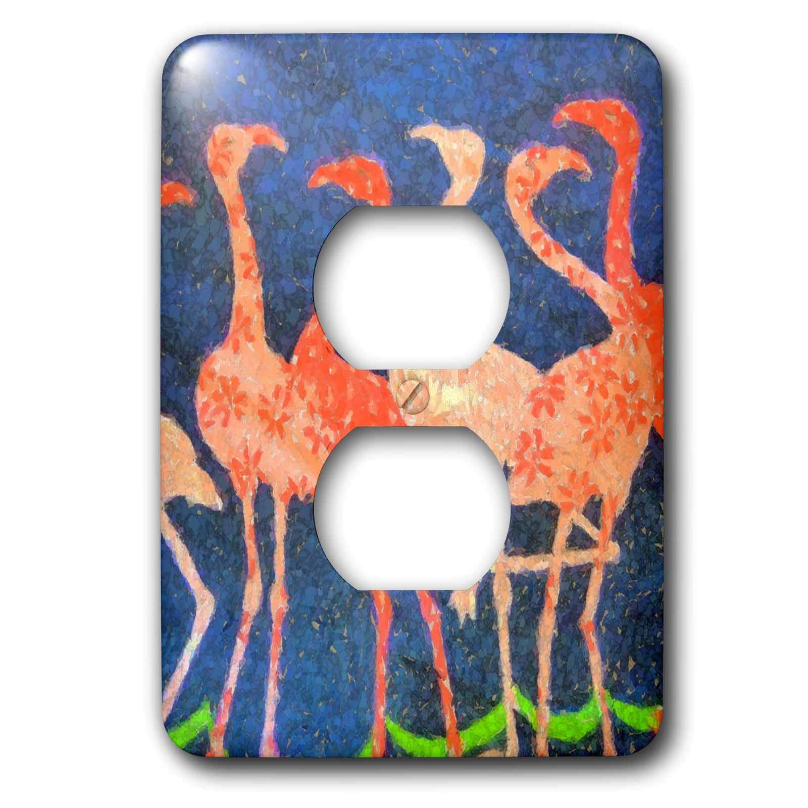 3dRose Flamingos with Attitude 2 Outlet Cover - Funny & Unique Wall Plate for Home Decor, Kitchen, Bedroom, or Bathroom
