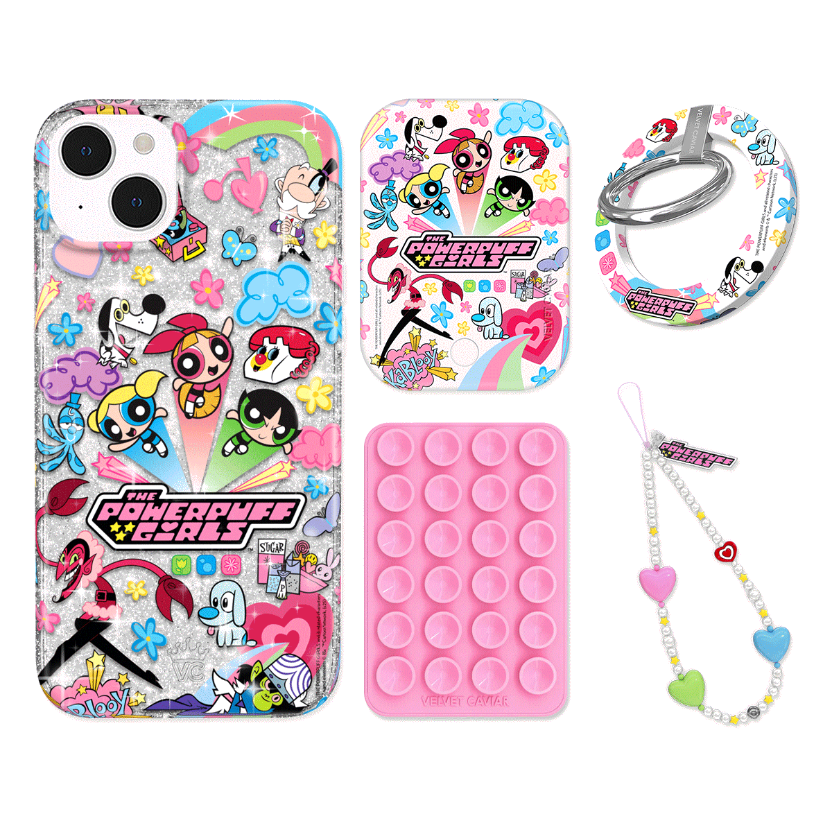 The Powerpuff Girls Girl Power iPhone Case Bundle Set with Grip - Cute Cartoon Character Phone Cover for Girls & Women - Perfect for School, Work, Travel & Everyday Use