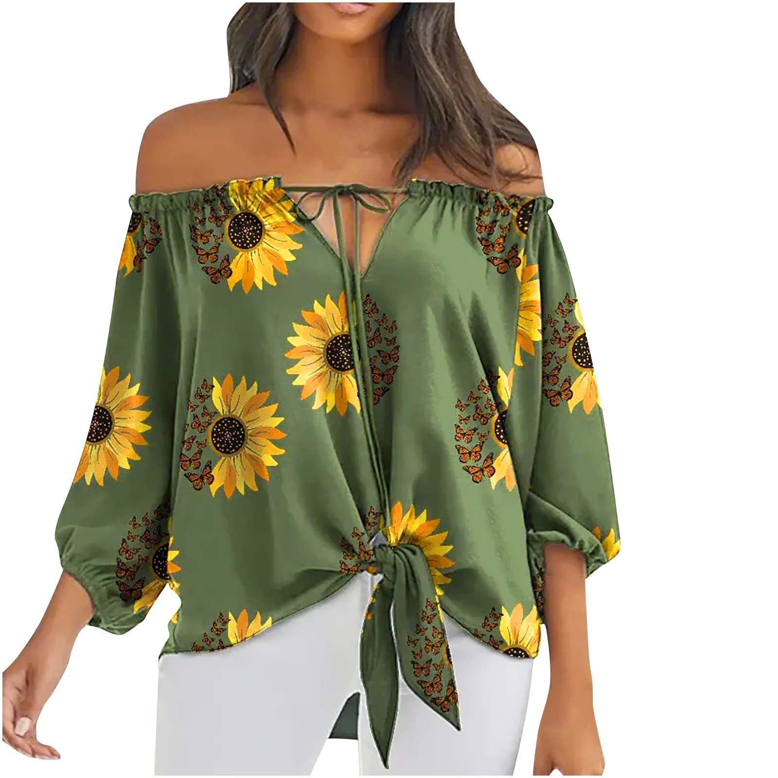 Sexy Off Shoulder Tops for Women - Strapless Tie-Up Tube Tops with Half Sleeves, Casual Loose Blouses & Trendy Drawstring T-Shirts | Perfect for Summer Outfits, Beach Wear and Party Fashion