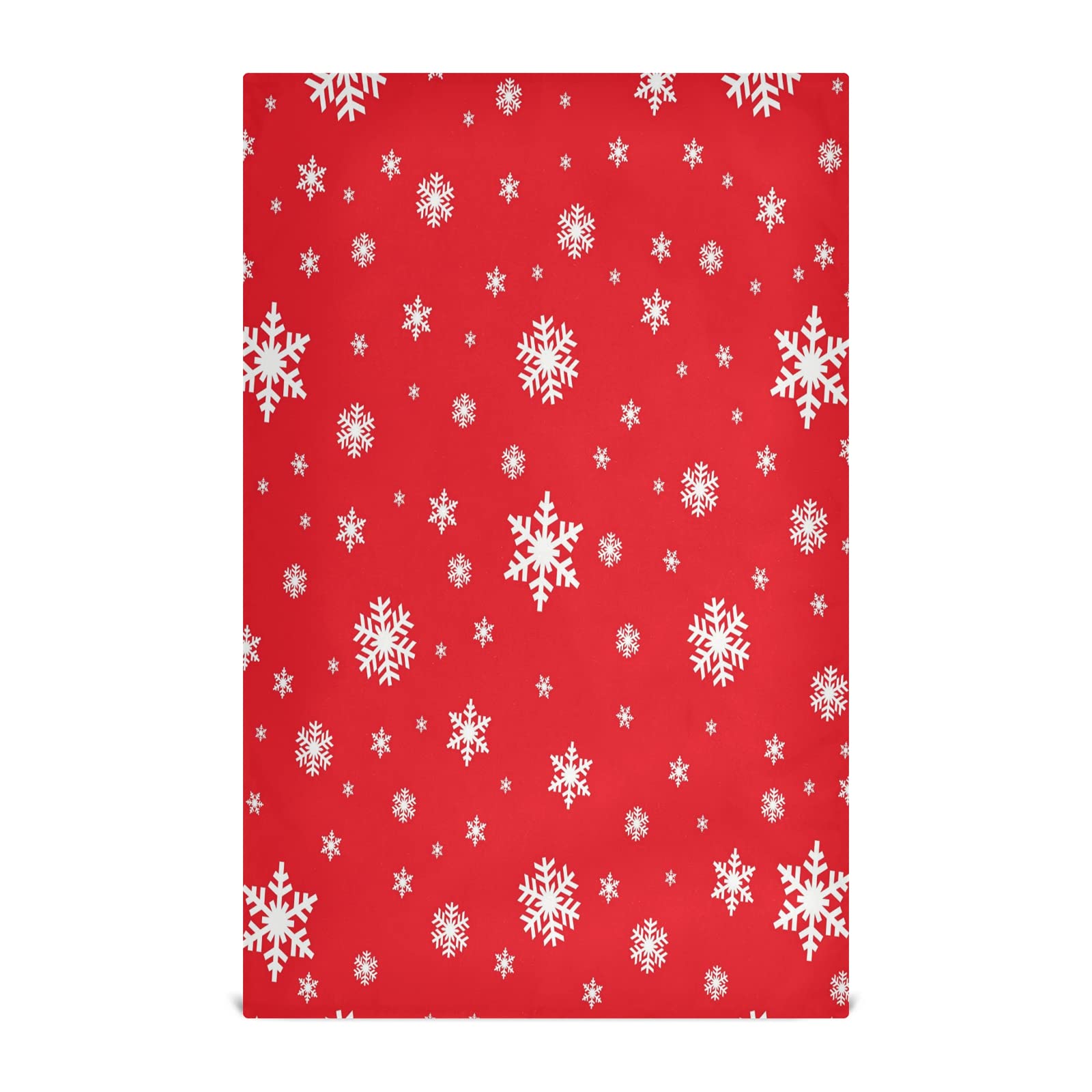 ALAZA Christmas Snowflake Red & White Kitchen Towels - 1 Pack Super Absorbent Soft Dish Bar Tea Towels (18x28 inches) - Perfect for Holiday Decor, Dish Drying & Gift Giving