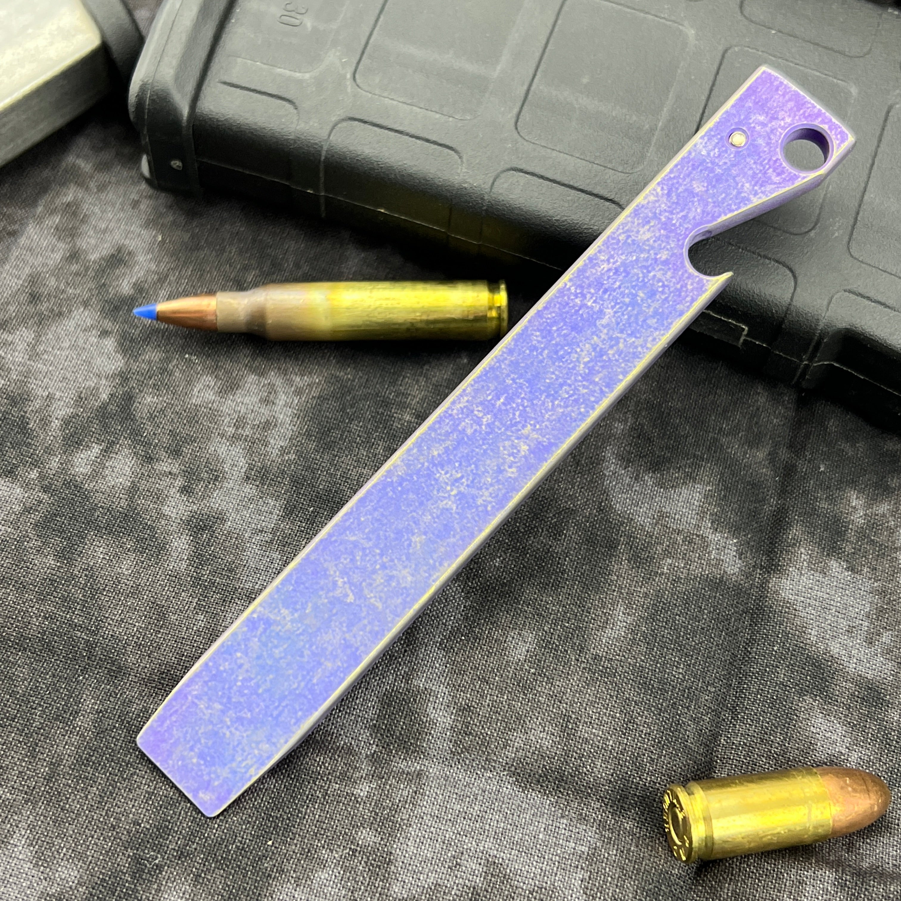 Maverick Customs 5.0 Frag Purple Anodized Titanium Pocket Pry Bar - EDC Multi-Tool for Survival, Camping & Everyday Carry | Bottle Opener, Screwdriver & Utility Tool
