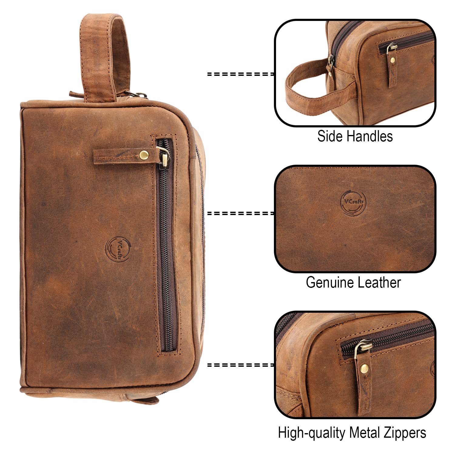 Vintage Men's Small Toiletry Bag for Travel & Shaving - Perfect Dopp Kit for Bathroom & Gym
