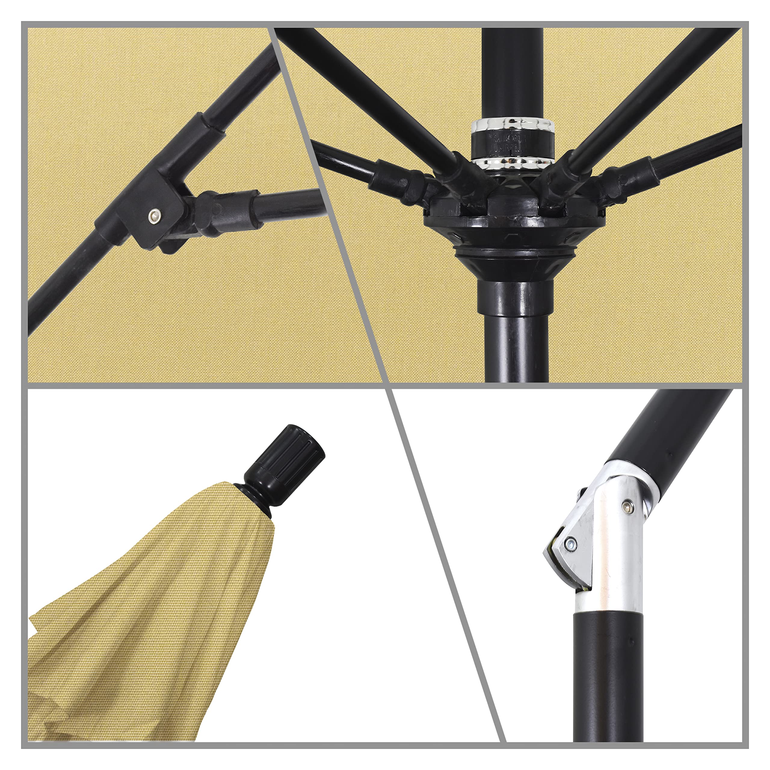 9' Round California Umbrella with Aluminum Pole & Fiberglass Ribs - Outdoor Patio, Garden, Poolside, and Backyard Shade Solution