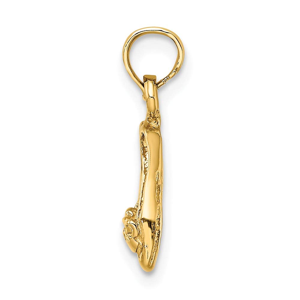 14K Yellow Gold Polished Textured Ballerina Slippers Pendant Necklace - Elegant Ballet Jewelry Gift for Dancers & Ballerinas - Perfect for Performances, Recitals & Special Occasions