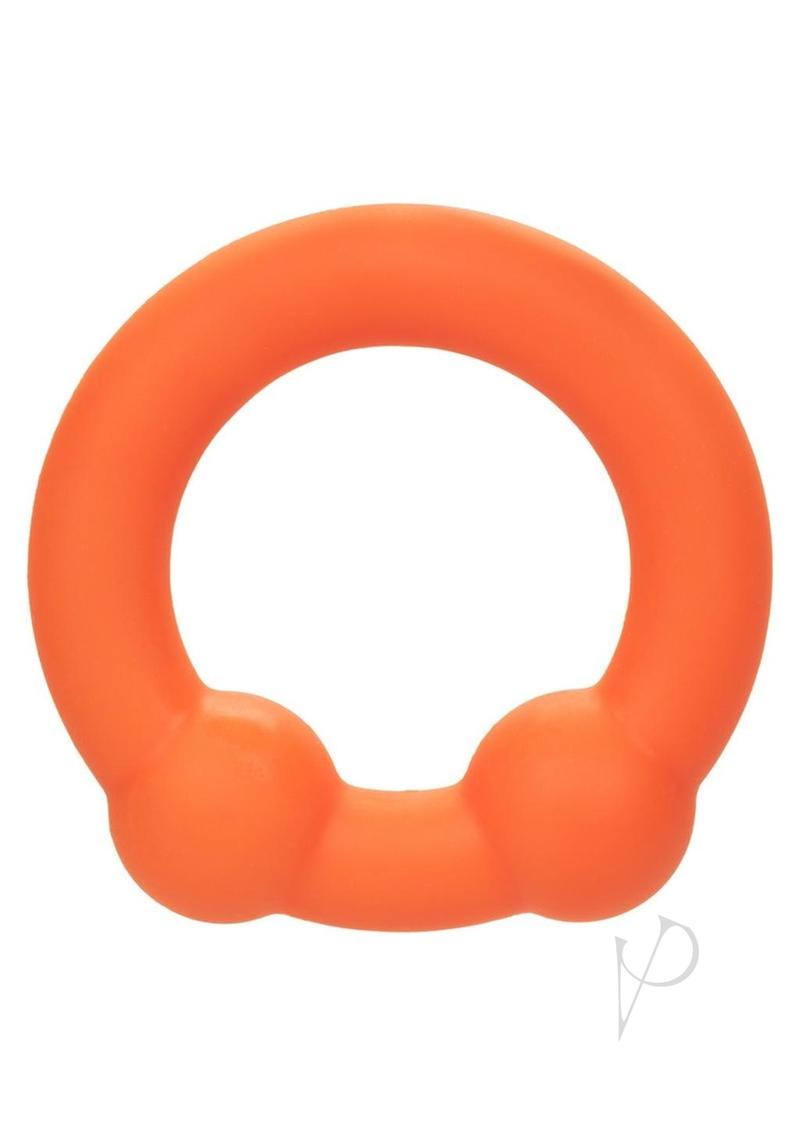 Alpha Liquid Silicone Dual Ball Ring - Soft & Flexible Cock Ring for Men - Orange - Enhance Pleasure & Performance - Perfect for Couples Play & Solo Use