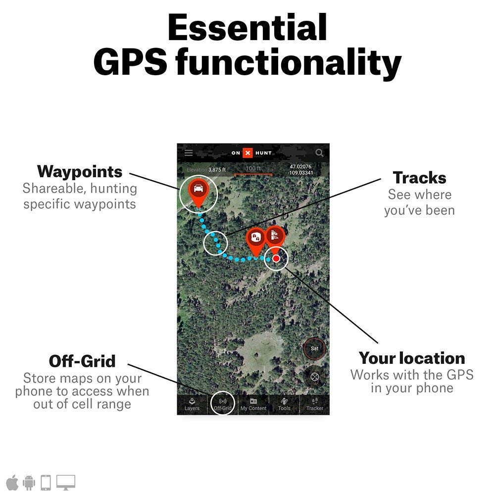 onX Elite: Nationwide GPS Hunting Maps Membership for Phone, Tablet & Computer - Color-Coded Land Ownership, 24K Topographic Maps & Hunting Data - Perfect for Off-Grid Hunting, Hiking & Outdoor Adventures
