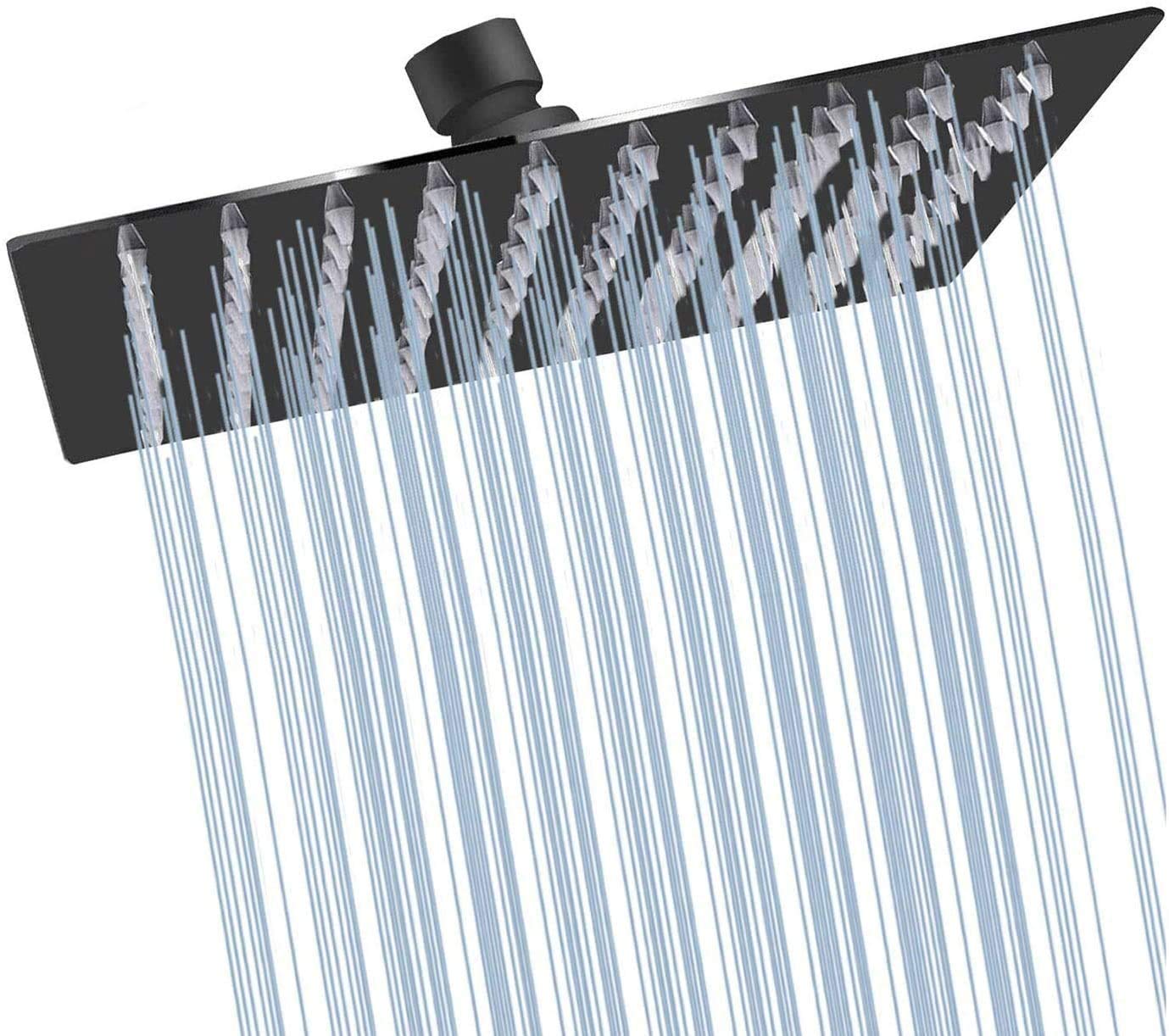GGStudy 8 Inch Square Rain Shower Head - High Pressure Stainless Steel Ultra Thin Rainfall Showerhead with Self-Cleaning Silicone Nozzles (Oil Rubbed Bronze/Black) - Perfect for Spa-Like Bathroom Experience & Water Saving
