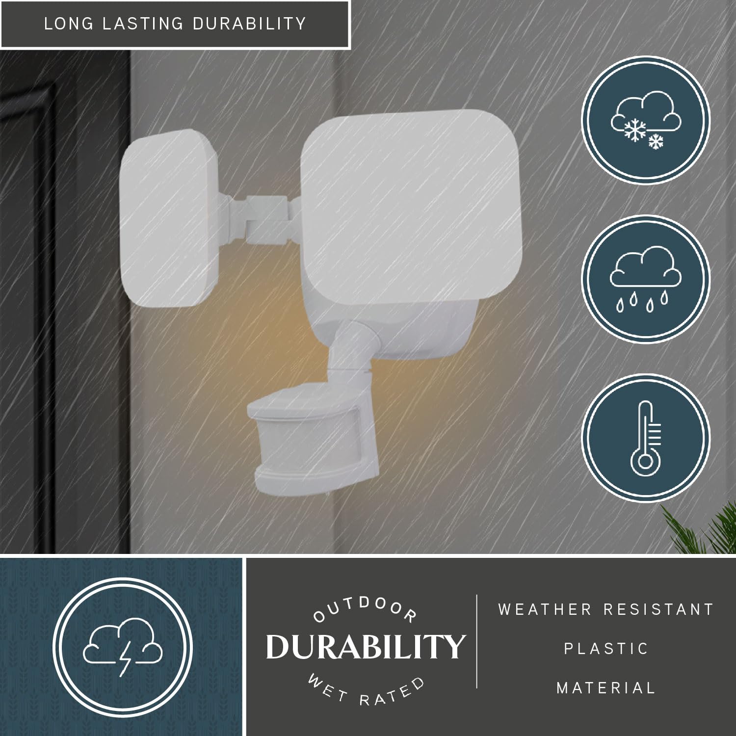 VAXCEL Theta 2 Light LED Outdoor Motion Sensor Security Flood Light - Adjustable Brightness, Weatherproof, White - Perfect for Driveway, Garage, Backyard & Patio Lighting