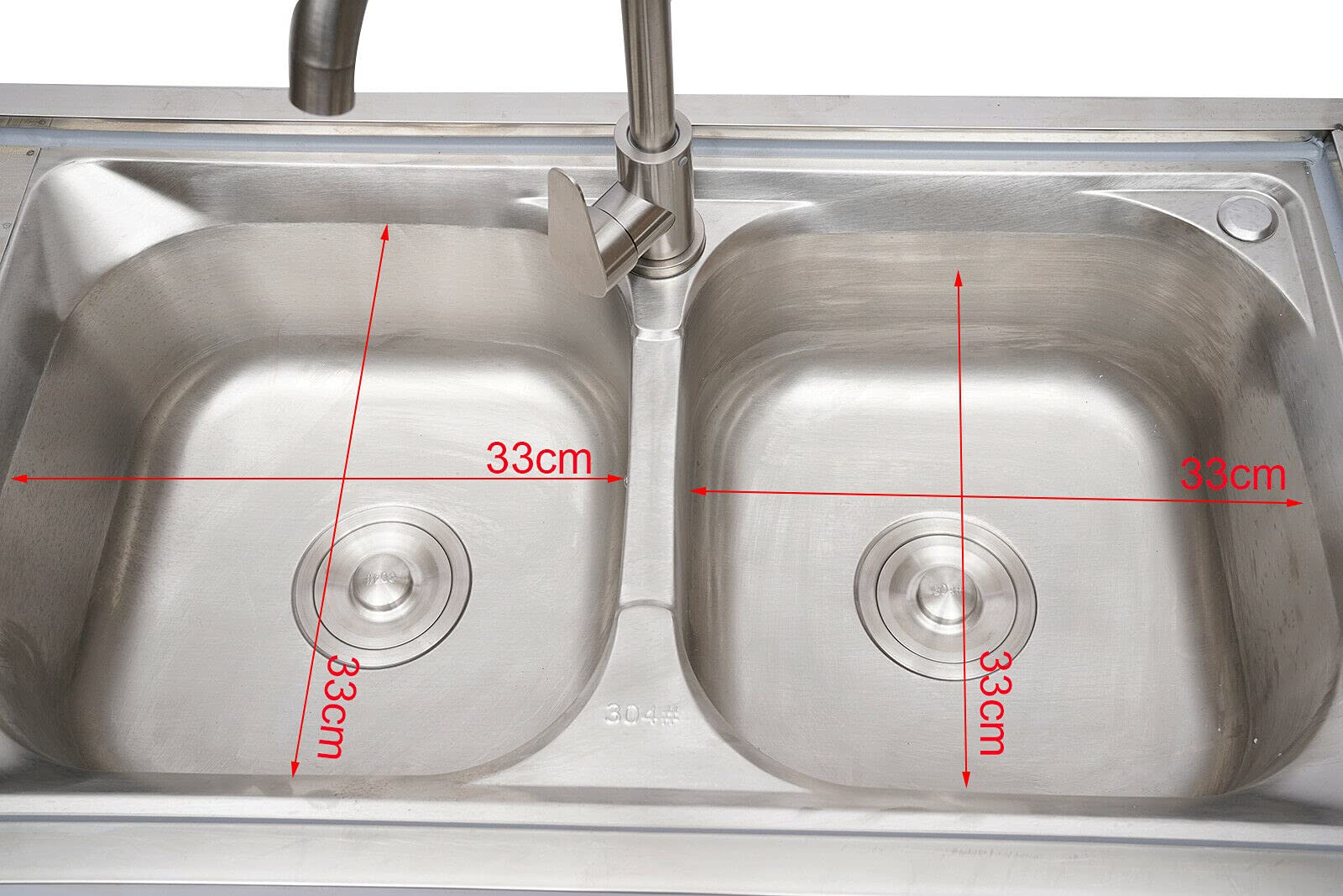 Stainless Steel 2-Compartment Commercial Kitchen Sink Set with Faucet & Drainboard - Restaurant Prep Sink, Utility Hand Washing Basin with Workbench & Double Storage Shelves - Ideal for Commercial Kitchens, Food Prep Areas, and Restaurant Backrooms