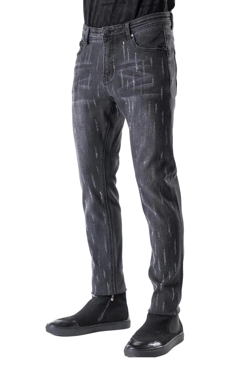 Barabas Men's Rhinestone Slim Fit Stretch Denim Jeans SN8886-1 - Stylish & Comfortable for Casual Wear, Night Out & Date Night