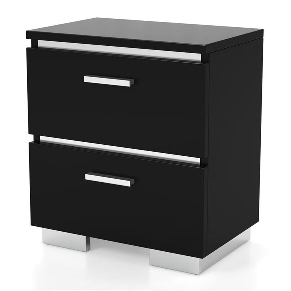 Furniture of America Elsah Wood Nightstands Set of 2 - Black Wooden Bedside Tables for Bedroom, Living Room & Guest Room - Modern Night Stands with Storage Shelf