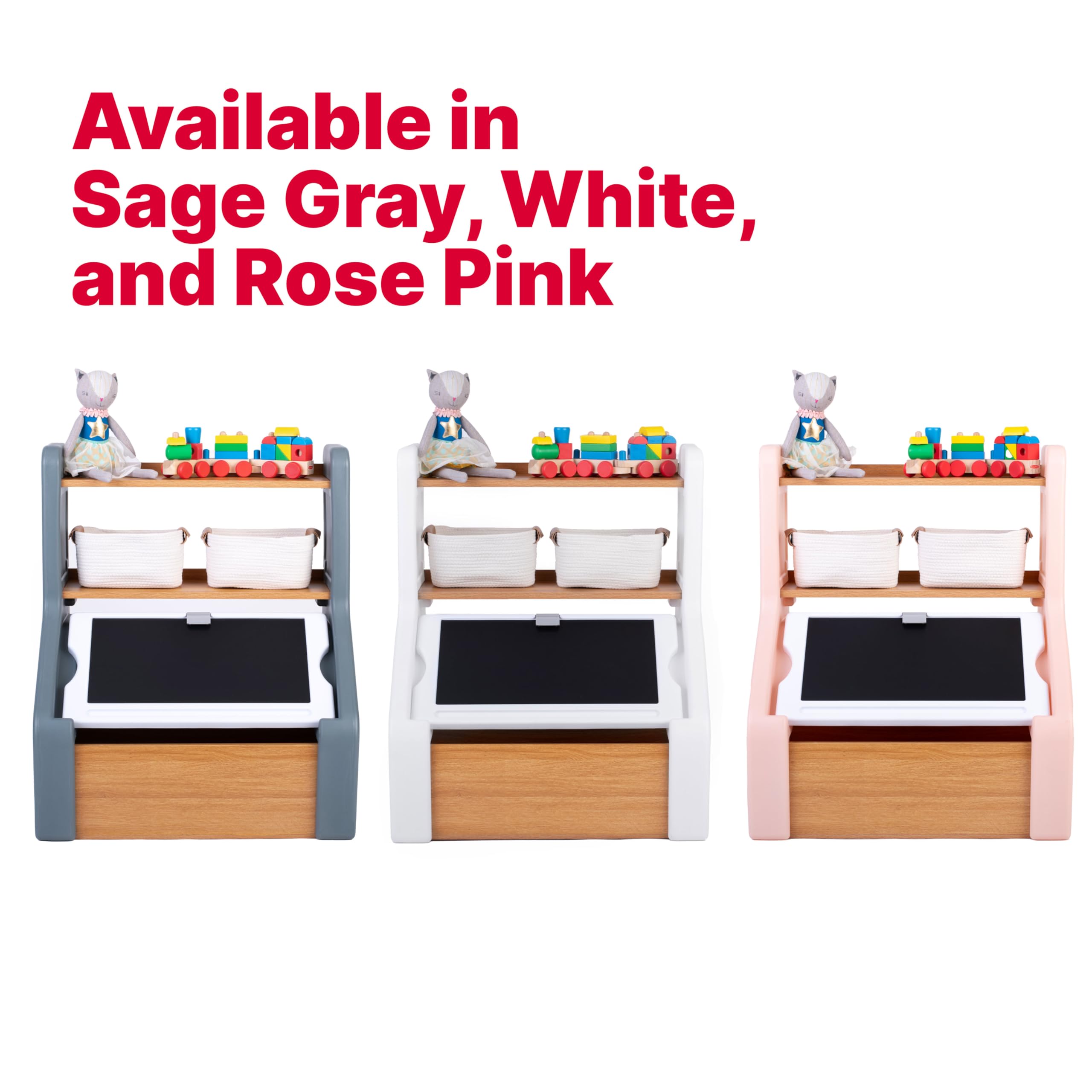 Step2 Harmony Kids Toy Storage Box with Chalkboard Lid & Easel - Durable Plastic Toy Organizer for Toddlers 2+ Years (Sage Gray) - Perfect for Playrooms, Daycares & Home Organization