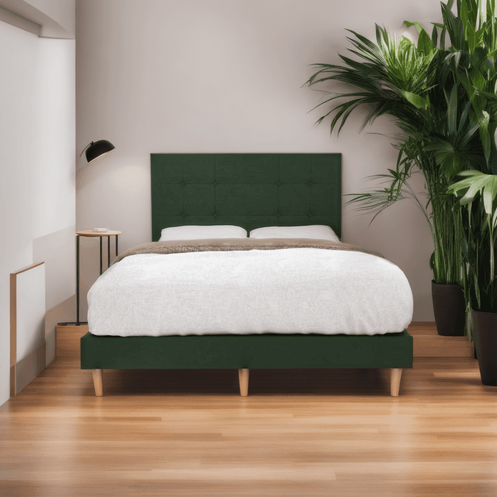 Jaxon Upholstered Fabric Bed Frame - Queen Size, Modern Platform Bed with Wooden Slats, Noise-Free Support - Perfect for Master Bedroom, Guest Room, or Apartment