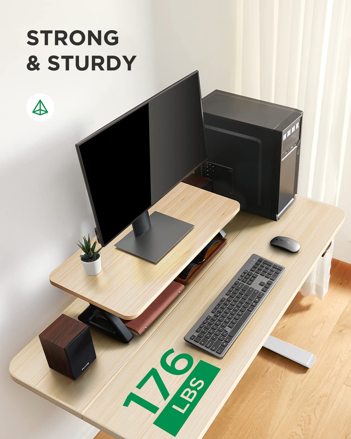 Totnz 48x24 Inches Height Adjustable Electric Standing Desk - Sit Stand Up Home Office Desk with Hook for Ergonomic Workspace | Perfect for Remote Work, Gaming & Study