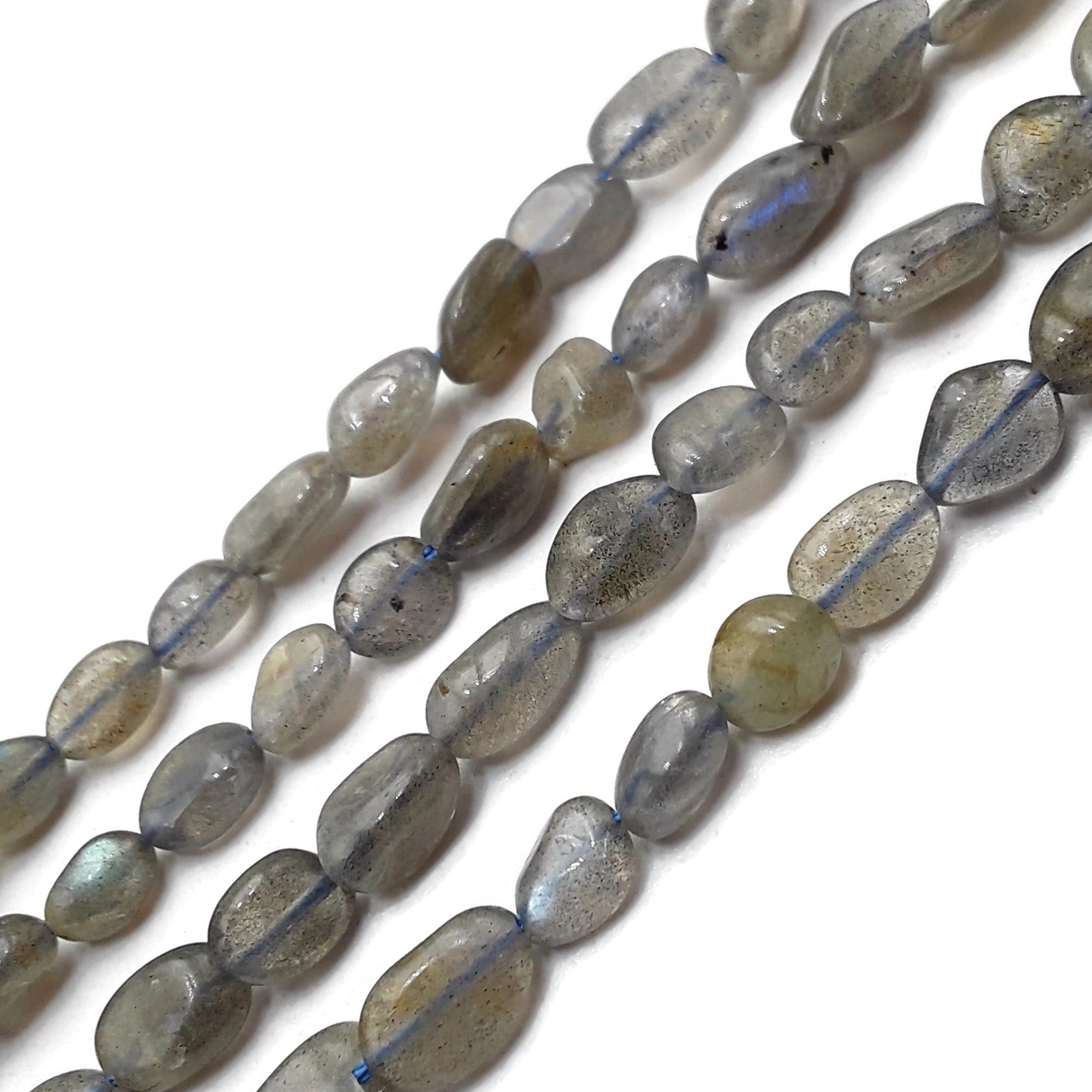 Labradorite Smooth Pebble Nugget Beads - 6-8mm Gemstone Beads for Jewelry Making - 15.5 Inch Strand - DIY Bracelet, Necklace & Craft Supplies - Perfect for Healing Crystal Jewelry & Spiritual Gifts