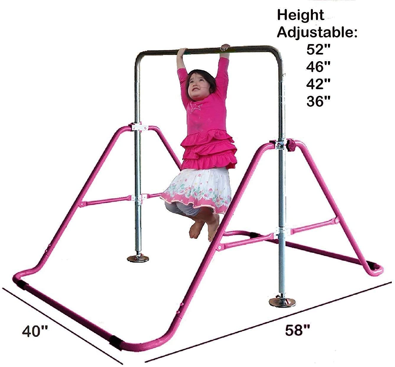 Adjustable Kids Gymnastics Training Bar with 6'x2' Tumble Mat - Home Gym Equipment for Junior Gymnasts | Foldable Horizontal Kip Bar & Monkey Bars for Indoor Playground | Perfect for Home Training, Backyard Play & Gymnastics Practice