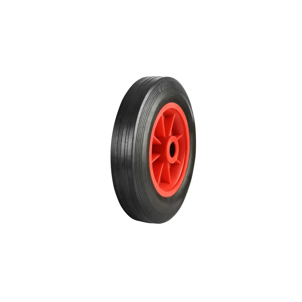 Black Rubber-Tyred Wheels with Red Polypropylene Centers - Heavy Duty Casters for Carts, Furniture & Industrial Equipment