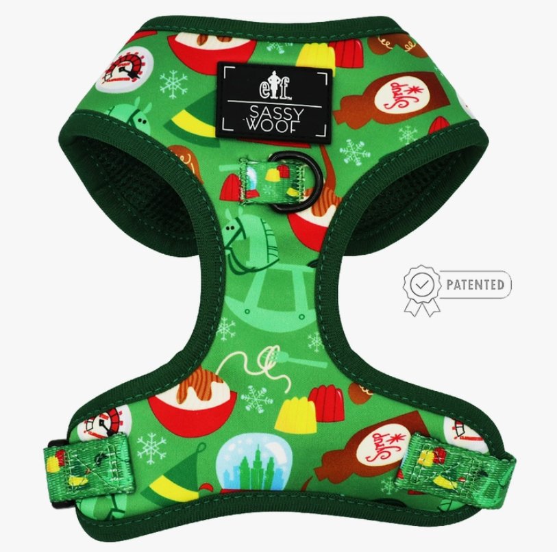 Elf Holiday Collection Adjustable Pet Harness - Festive Christmas Dog Harness for Small Medium Large Dogs - Perfect for Holiday Photos & Winter Walks