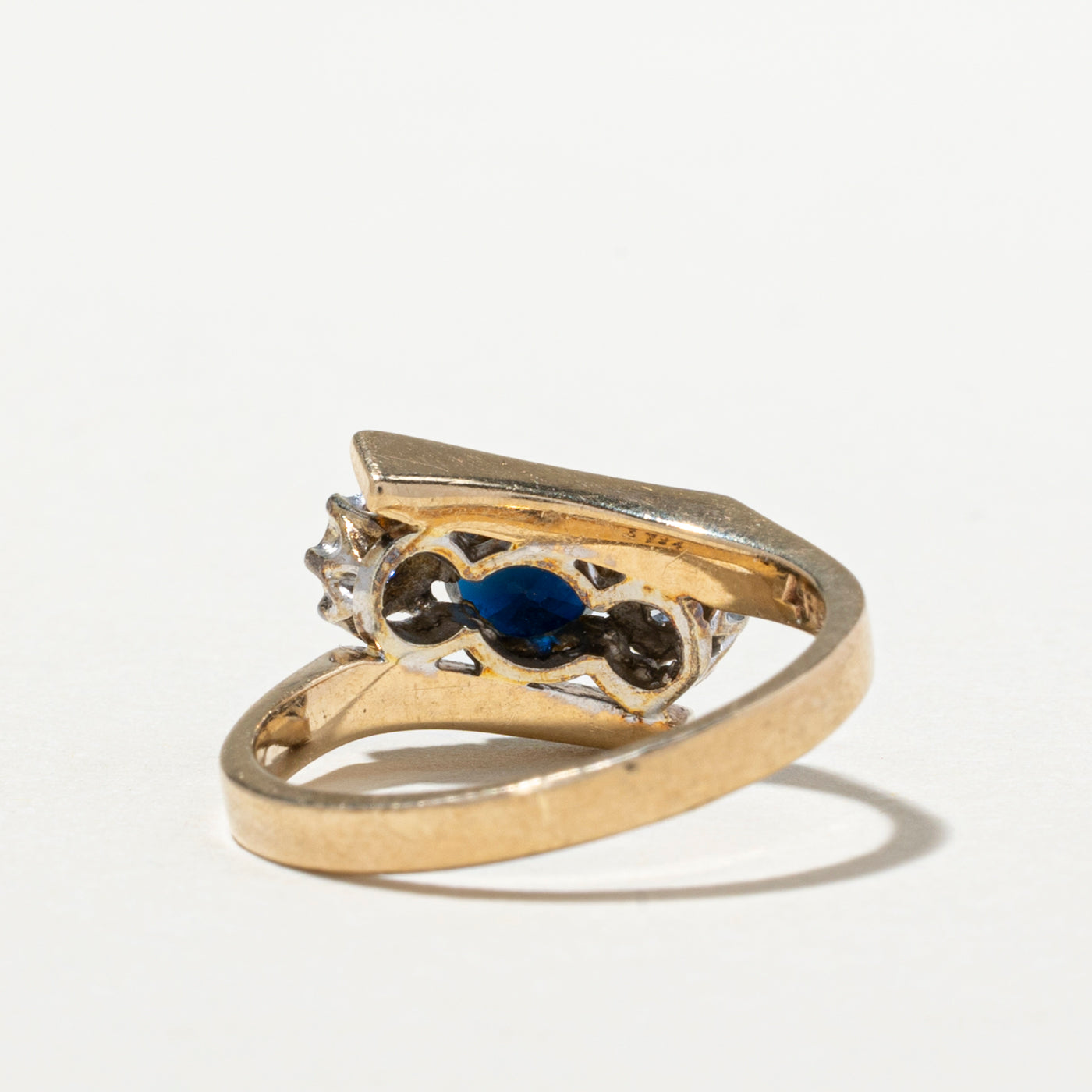 Exquisite 0.53ct Sapphire & 0.06ct Diamond Bypass Ring - Size 6.5 | Elegant Blue Gemstone Jewelry for Women | Perfect for Engagement, Anniversary & Special Occasions