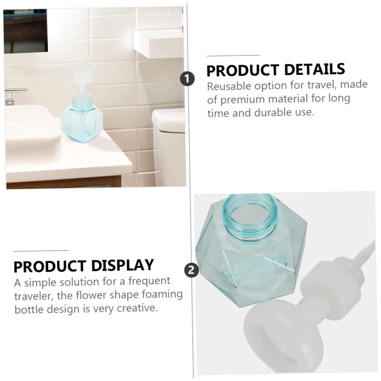 Bubble Maker Soap Dispenser - 2PC PETG & PP Material Facial Foam Maker with Flower Design - Perfect for Spa, Bath Time, Kids Play & Skincare Routine