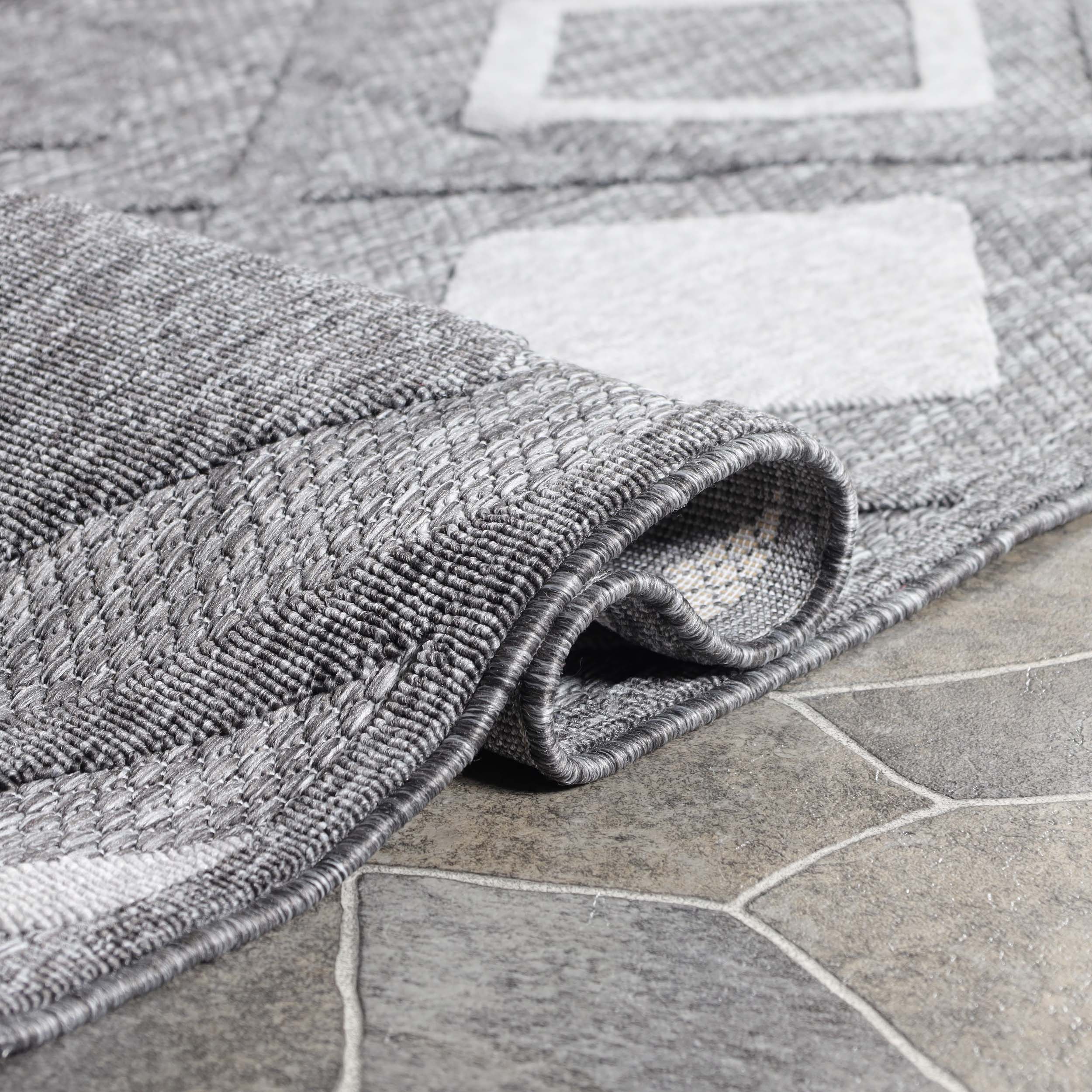 Daelyn Modern Diamond Lattice Indoor Outdoor Area Rug - Non-Slip Soft Living Room Bedroom Rug for Home Decor