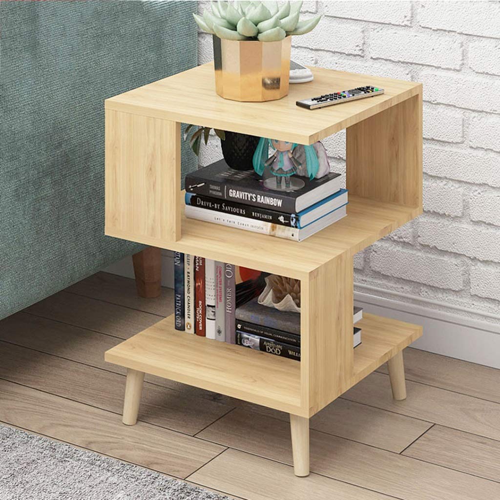 DWW Square Coffee End Table with Storage - Small Sofa Side Table, Space-Saving Snack Table, TV Tray, Bookshelf & Shoe Rack for Living Room, Bedroom, Dorm (Color: C) - Perfect for Coffee, Reading & Storage Needs