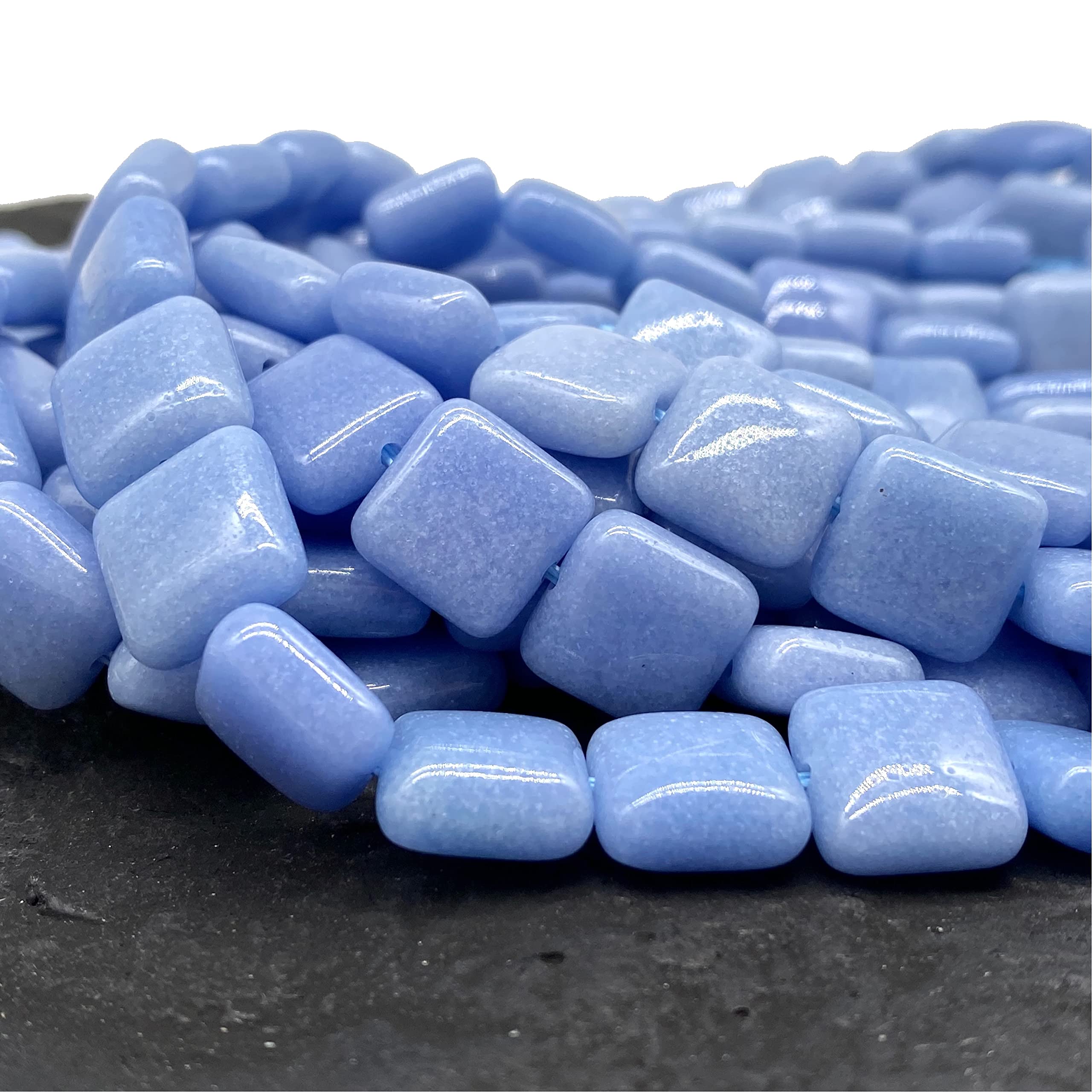 ABCGEMS Glow in The Dark Mexican Blue Aragonite Beads (Cave Calcite) - Rare 12mm Smooth Square Crystal Beads for Chakra Healing, DIY Jewelry Making - Perfect for Bracelets, Necklaces & Rings - Ideal for Meditation, Energy Work & Spiritual Gifts