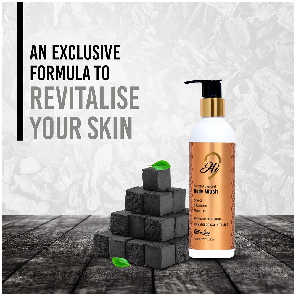 Hi9 Charcoal Body Wash for Men – 250ml | Organic Bamboo Charcoal Deep Cleansing & Detoxifying Body Wash | Removes Dirt, Oil & Pollutants | Ideal for Post-Workout, Gym & Daily Shower Routine