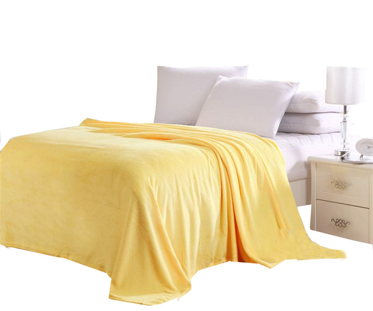 Soft Flannel Fleece Blanket - Full Size, Lightweight & Cozy for Bed, Sofa, Travel - Yellow