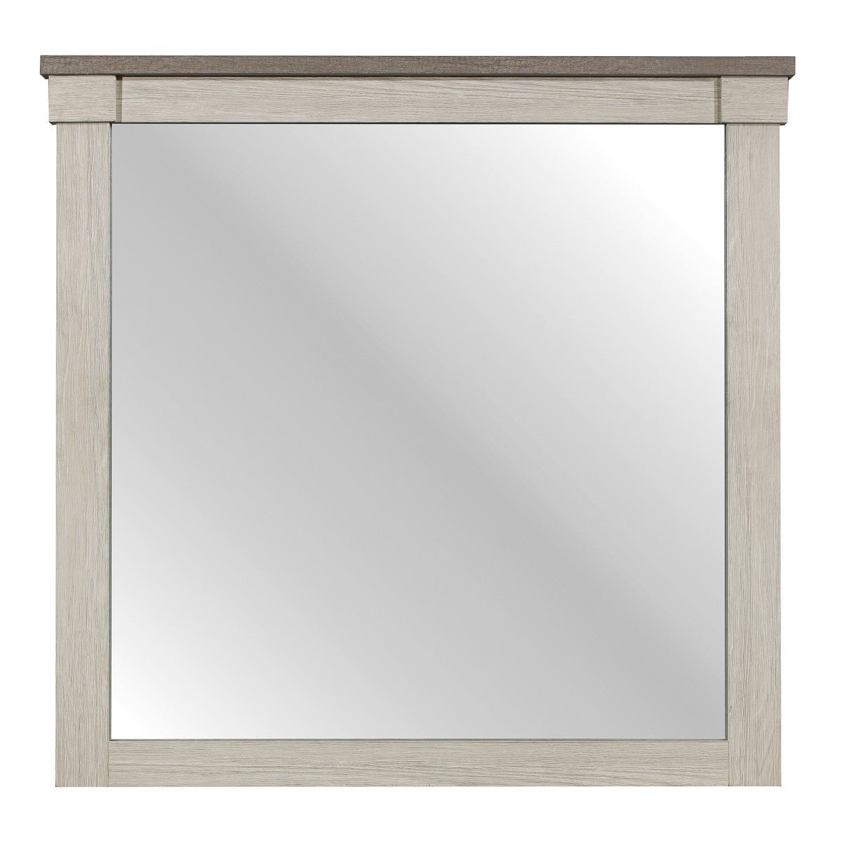 Arcadia Mirror in White and Weathered Grey - Elegant Wall Decor for Living Room, Bedroom & Entryway