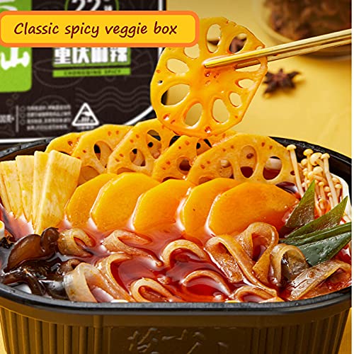 Self Heating Hot Pot - Chinese Instant Meal with Noodles & Rice, Spicy Veggie Flavor (1 Box) - Perfect for Camping, Office Lunch & Quick Snacks