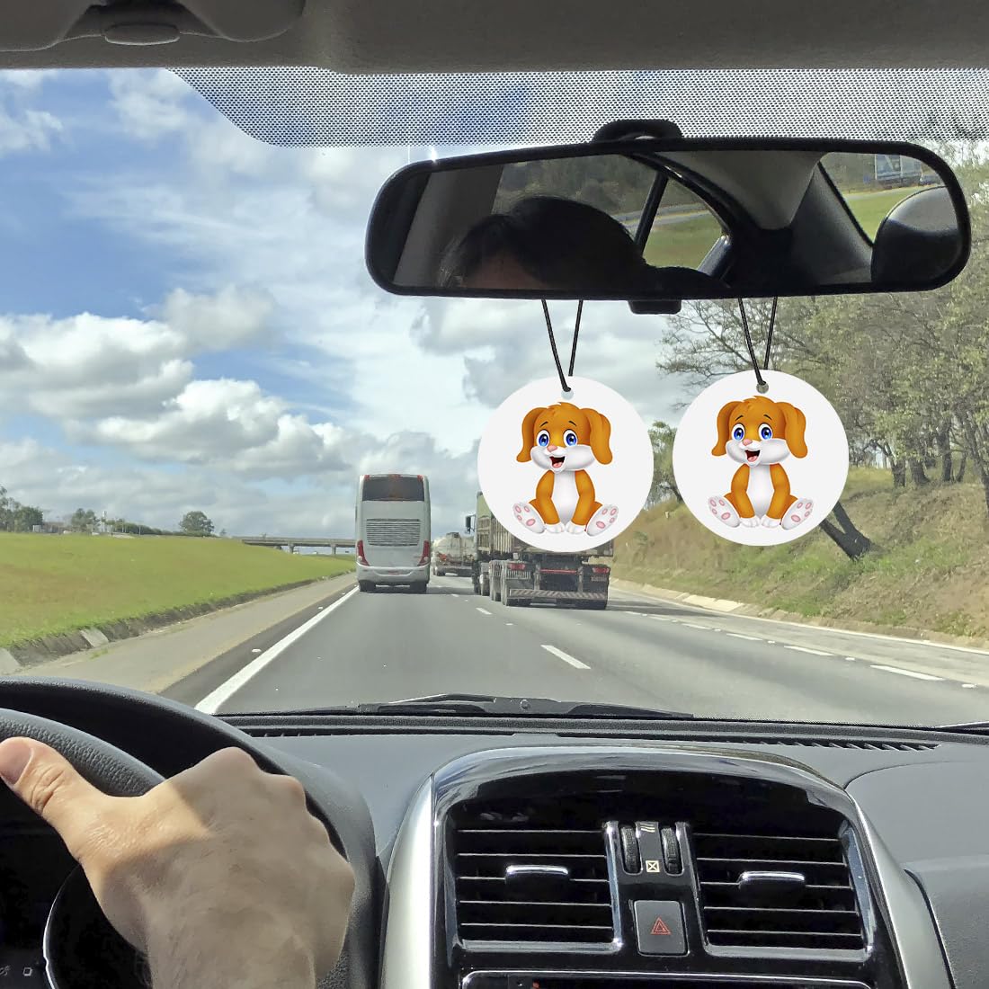 2 Pcs Personalized Double-Sided Photo Car Air Fresheners - Custom Scented Hanging Decor for Cars, Wardrobes & Bathrooms (Dog Pattern) | Perfect for Gifts, Home & Auto Fragrance