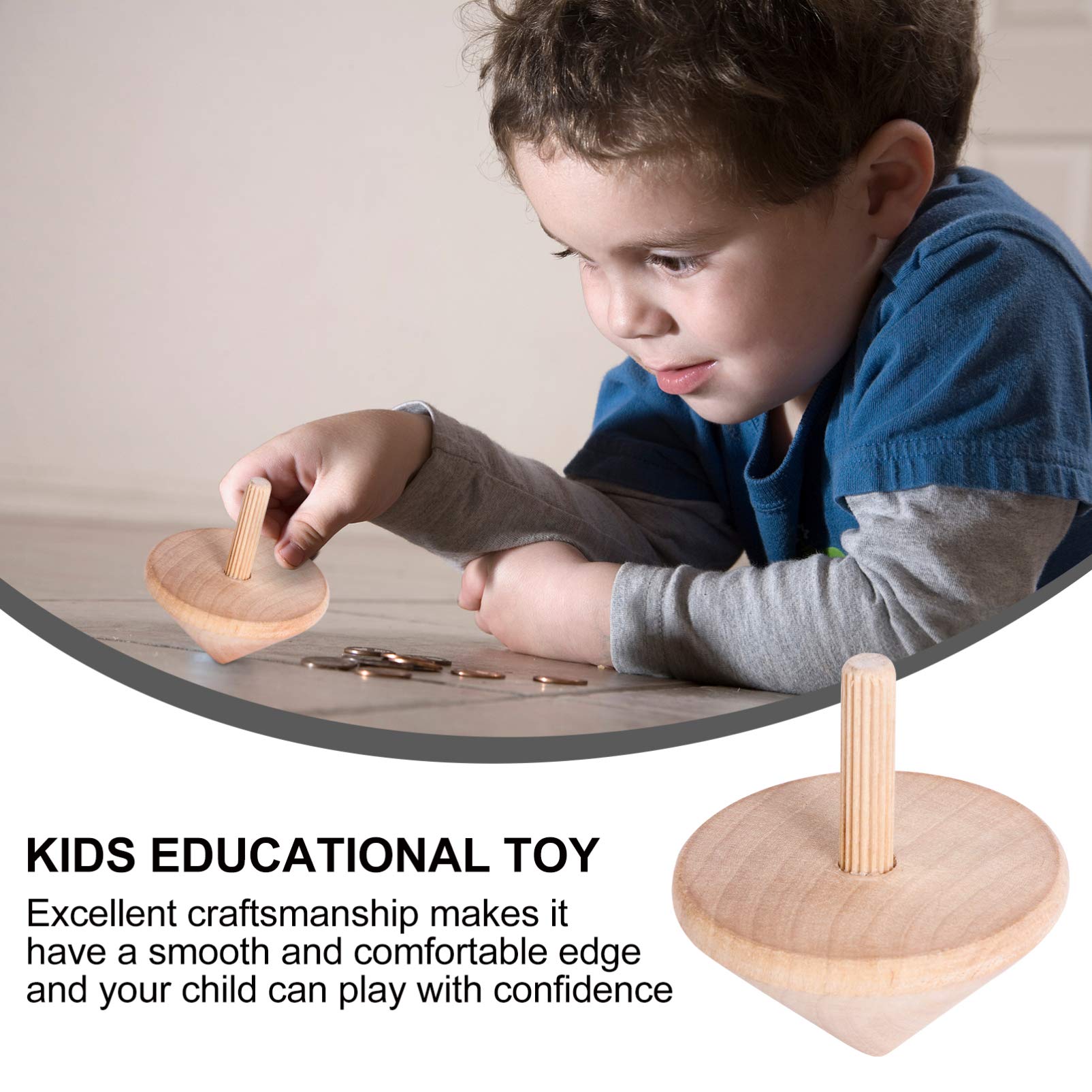 **6pcs Unpainted Wooden Spin Tops DIY Painting Kit - Creative Educational Toys for Kids & Adults - Easter Party Favors, Birthday Gifts, Classroom Activities**