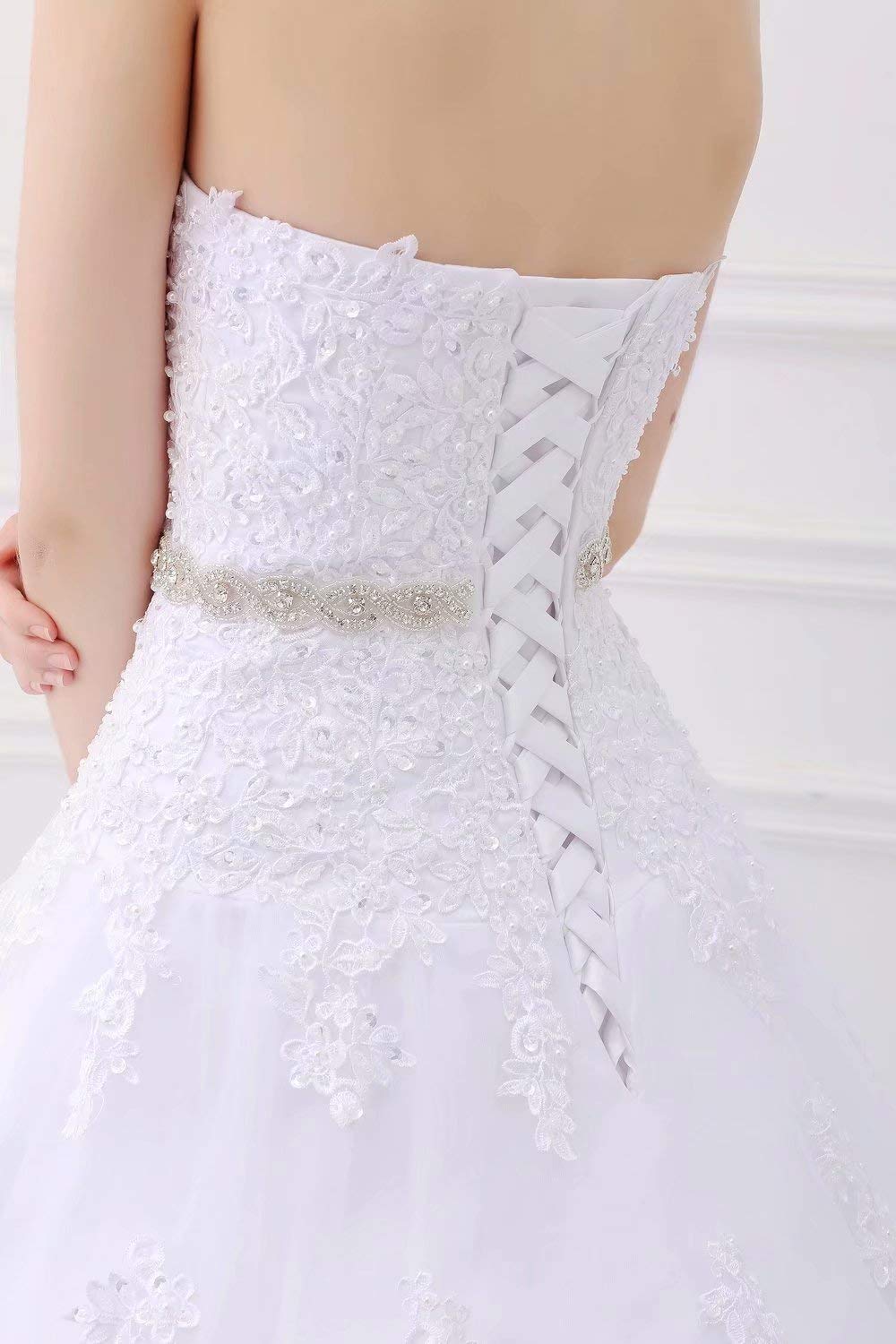 Sweetheart Strapless A-line Lace Appliques Wedding Dress for Bride - White Size 22W | Elegant Bridal Gown for Church Ceremony, Beach Wedding & Formal Reception