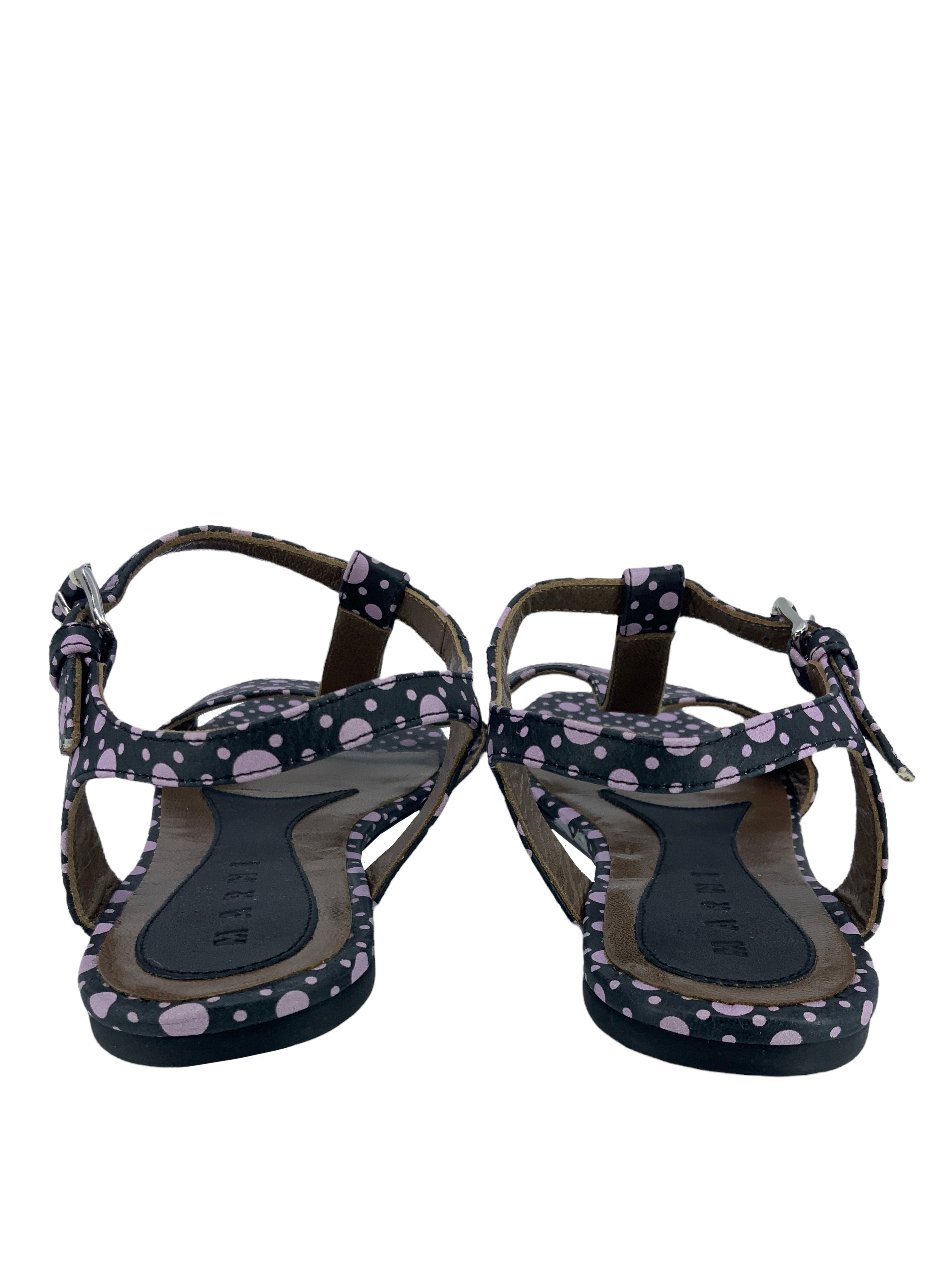 MARNI Women's Polka Dot T-Strap Flat Sandals Size 8.5 | Comfortable Summer Casual Shoes for Beach, Vacation & Daily Wear