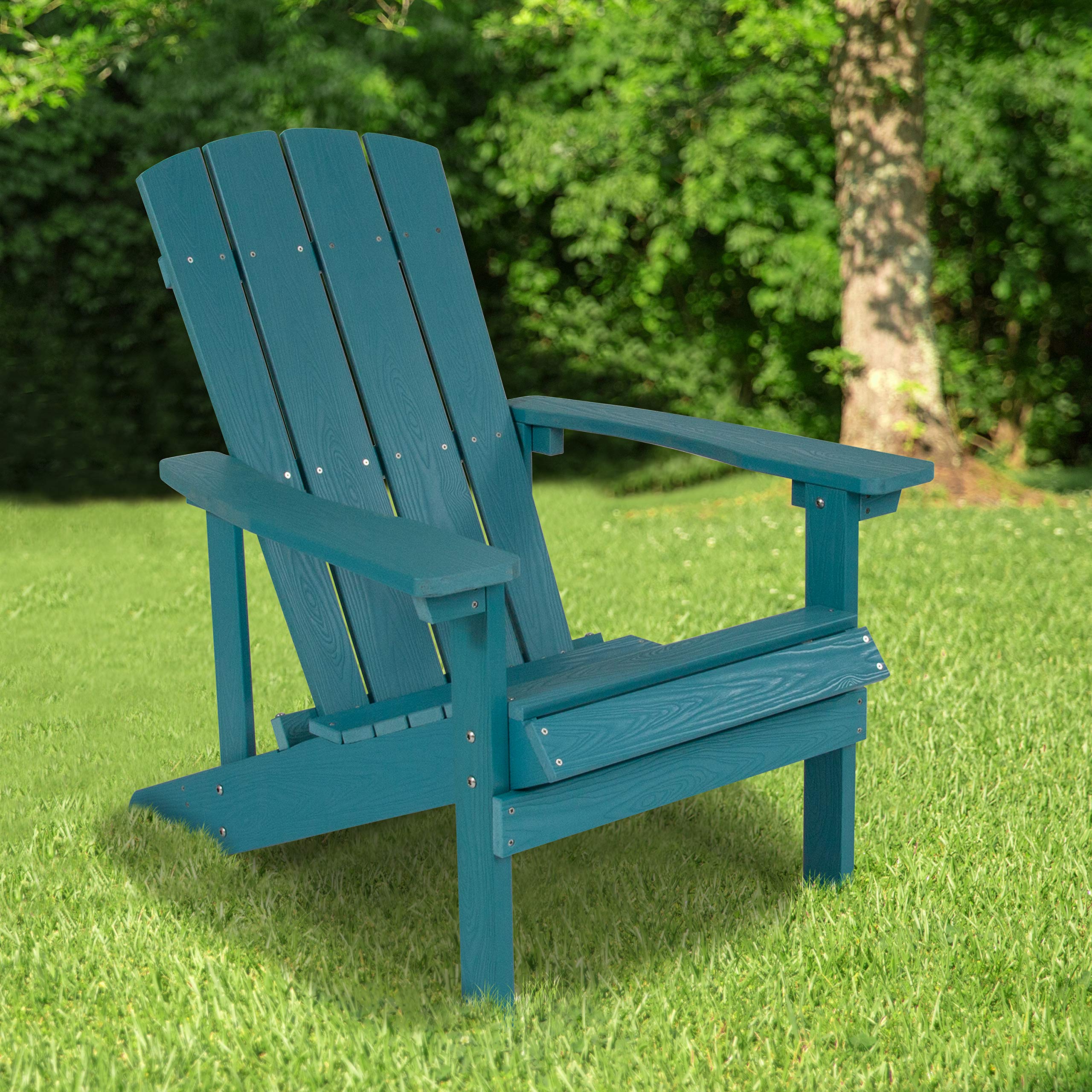 Flash Furniture Charlestown Commercial Grade Indoor/Outdoor Adirondack Chair - Weather Resistant Durable Poly Resin Deck & Patio Seating in Sea Foam Green | Perfect for Backyard, Poolside, Garden & Beach Relaxation
