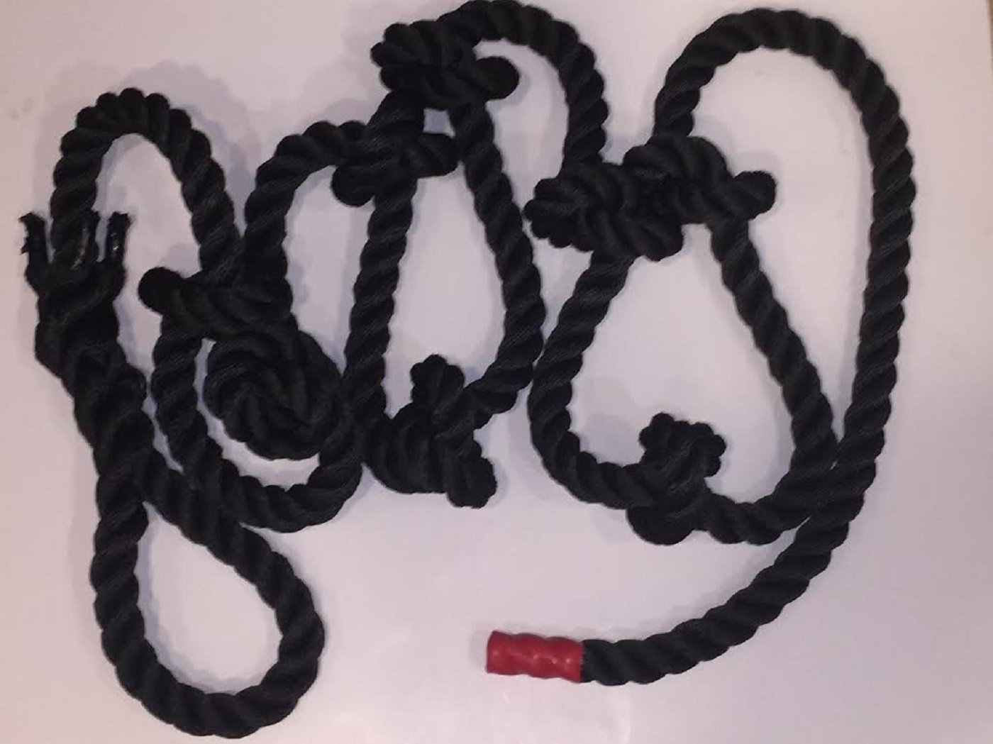 Durable Poly Dacron Knotted Gym Climbing Rope - Heavy Duty Black Training Rope for Indoor/Outdoor Fitness, CrossFit & Strength Training