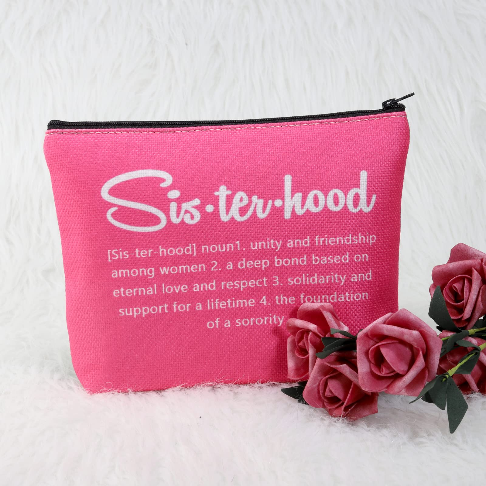 POFULL Pink & Green Sorority Graduation Cosmetic Bag - Greek Letter Organization Accessory, Sisterhood Gift for College Graduates - Perfect for Sorority Events, Graduation Parties & Greek Life Celebrations