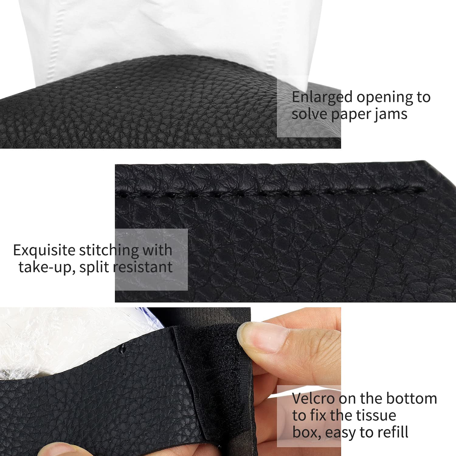 Modern Cube Tissue Box Cover - 2 Layer PU Leather, Upgraded Thickened Design - Decorative Square Tissue Holder for Bathroom, Vanity, Nightstand & Desk - 5