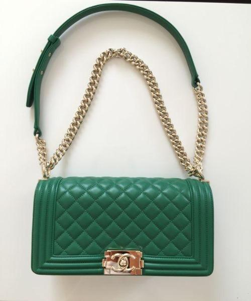 Chanel Boy Medium Flap Bag in Green | Luxury Leather Handbag for Women | Perfect for Parties, Work & Everyday Use
