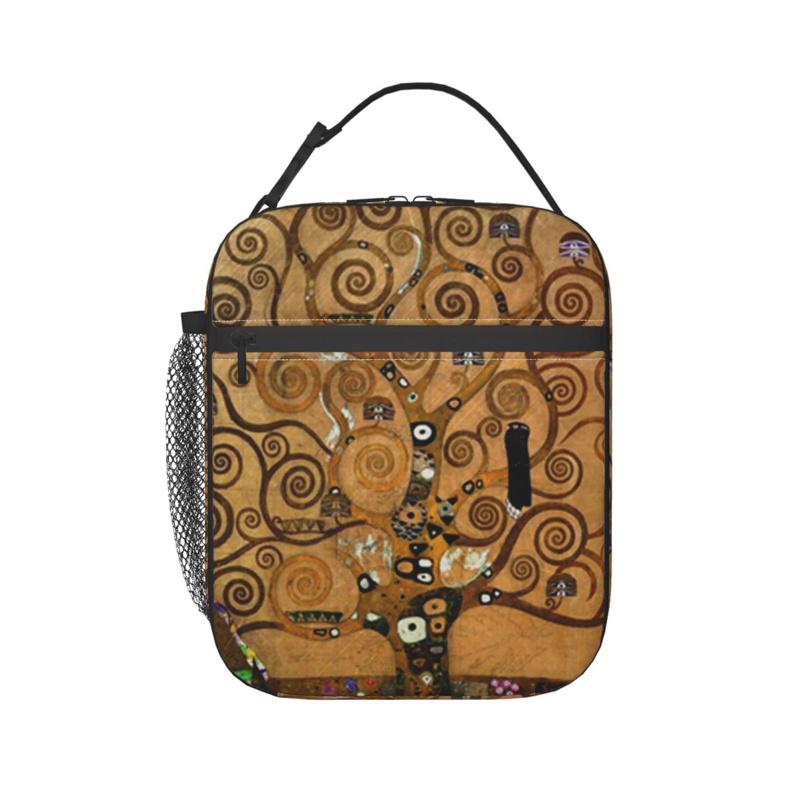 Lazzine Klimt Tree of Life Insulated Lunch Bag for Women & Men - Reusable Lunch Box for Office, Work, School, Picnic & Beach - Perfect for Meal Prep, Camping & Outdoor Activities
